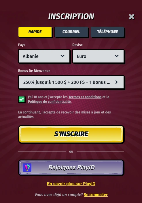 Inscription AllySpin